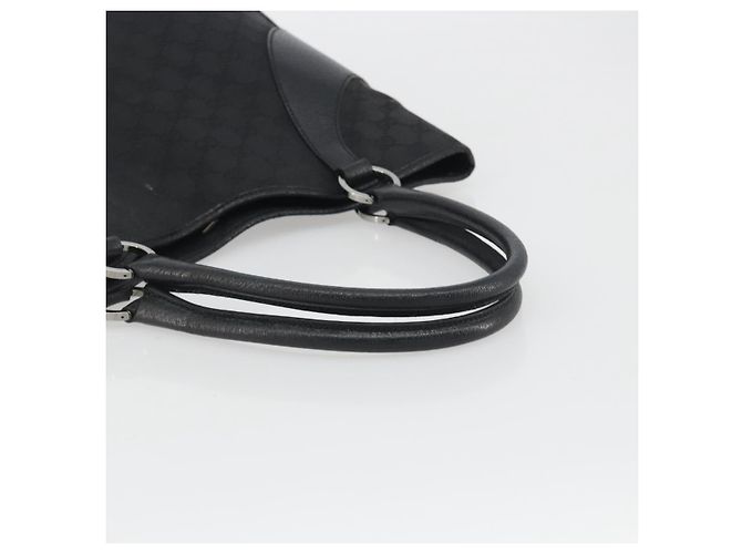Bolsa Tote GUCCI GG Canvas Preta Prata 113016 Auth am12219A Preto - vista 7
