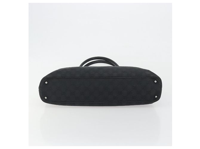 Bolsa Tote GUCCI GG Canvas Preta Prata 113016 Auth am12219A Preto - vista 9