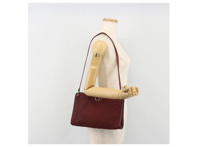 Borsa a Spalla Christian Dior Trotter Canvas Rosso Oro Auth 193068 D'oro - vista 21