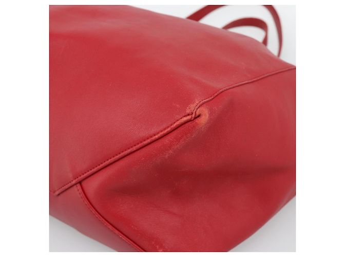 Céline CELINE Horizontal Cabas Tote Bag Leder Rot Goldfarben Authentisch ep15417 - Ansicht 10