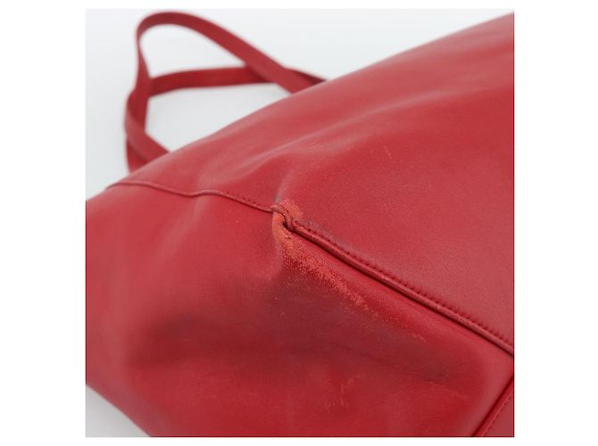 Céline CELINE Horizontal Cabas Tote Bag Leder Rot Goldfarben Authentisch ep15417 - Ansicht 13
