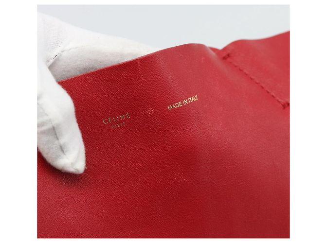 Céline CELINE Horizontal Cabas Tote Bag Leder Rot Goldfarben Authentisch ep15417 - Ansicht 14