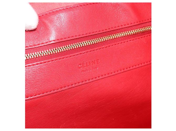 Céline CELINE Horizontal Cabas Tote Bag Leder Rot Goldfarben Authentisch ep15417 - Ansicht 15
