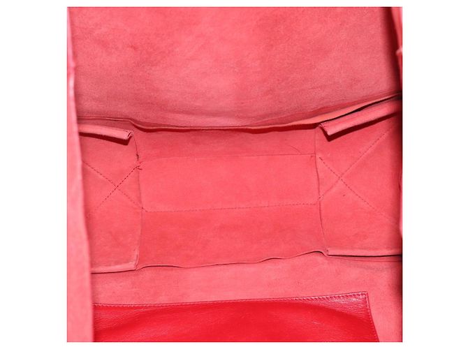 Céline CELINE Horizontal Cabas Tote Bag Leder Rot Goldfarben Authentisch ep15417 - Ansicht 16