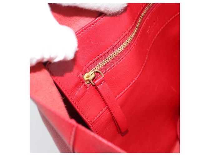Céline CELINE Horizontal Cabas Tote Bag Leder Rot Goldfarben Authentisch ep15417 - Ansicht 19