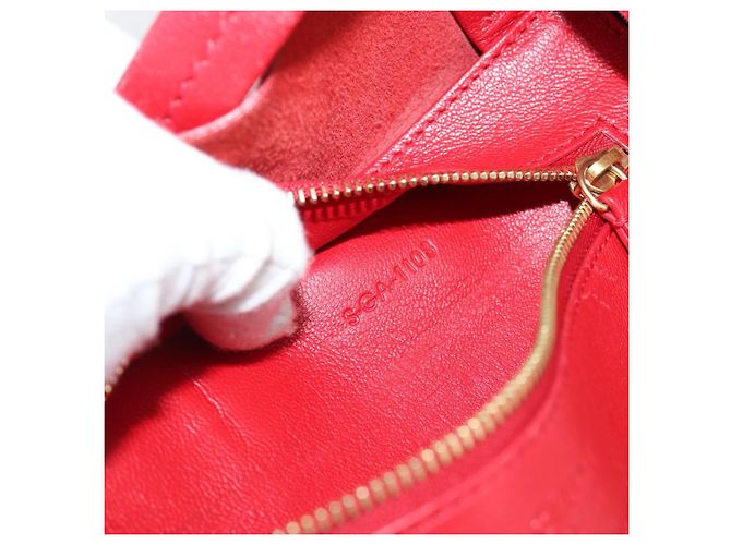 Céline CELINE Horizontal Cabas Tote Bag Leder Rot Goldfarben Authentisch ep15417 - Ansicht 21