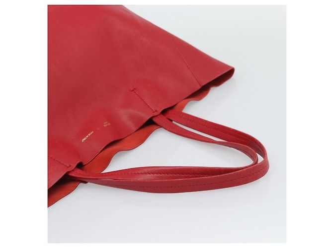 Céline CELINE Horizontal Cabas Tote Bag Leder Rot Goldfarben Authentisch ep15417 - Ansicht 7
