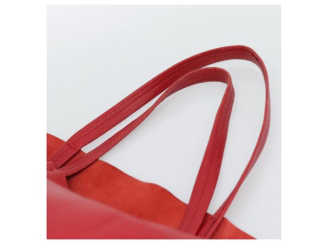 Céline CELINE Horizontal Cabas Tote Bag Leder Rot Goldfarben Authentisch ep15417 - Ansicht 8
