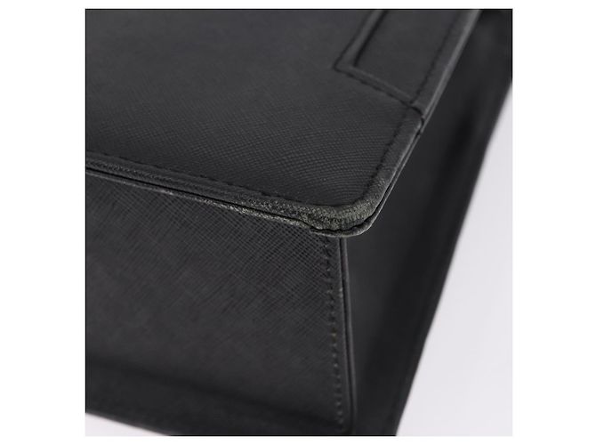 Borsa Business BURBERRY in pelle nera con dettagli argento Auth ep15311 Nero - vista 12