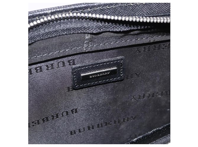 Borsa Business BURBERRY in pelle nera con dettagli argento Auth ep15311 Nero - vista 17
