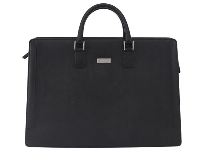 Borsa Business BURBERRY in pelle nera con dettagli argento Auth ep15311 Nero - vista 2