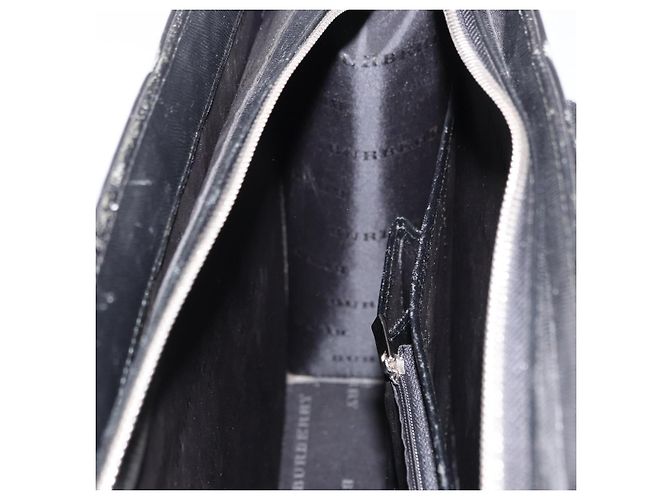 Borsa Business BURBERRY in pelle nera con dettagli argento Auth ep15311 Nero - vista 20