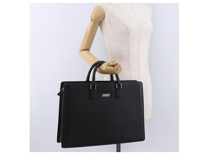 Borsa Business BURBERRY in pelle nera con dettagli argento Auth ep15311 Nero - vista 24