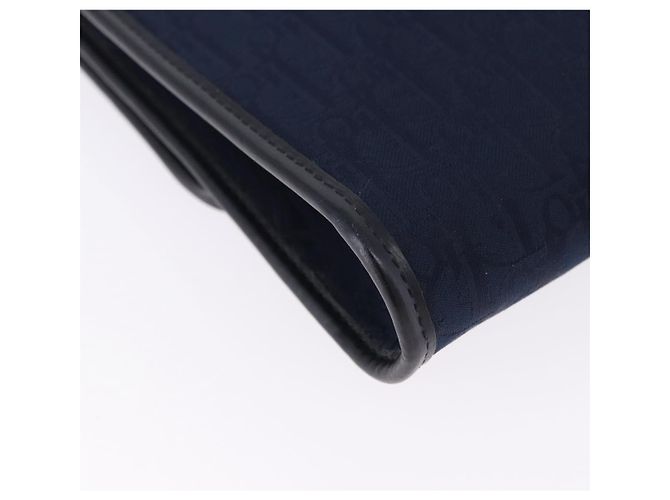 Borsa a tracolla con catena Christian Dior Trotter Canvas Navy Gold Auth 193861 D'oro Blu navy - vista 12