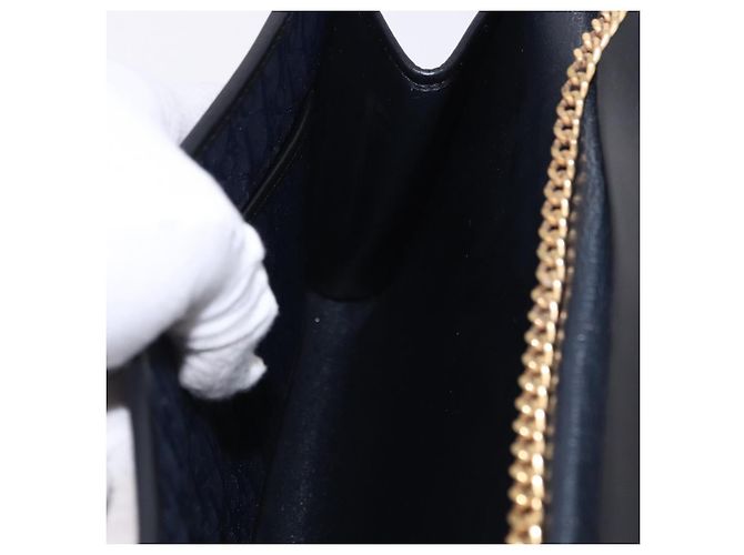 Borsa a tracolla con catena Christian Dior Trotter Canvas Navy Gold Auth 193861 D'oro Blu navy - vista 19