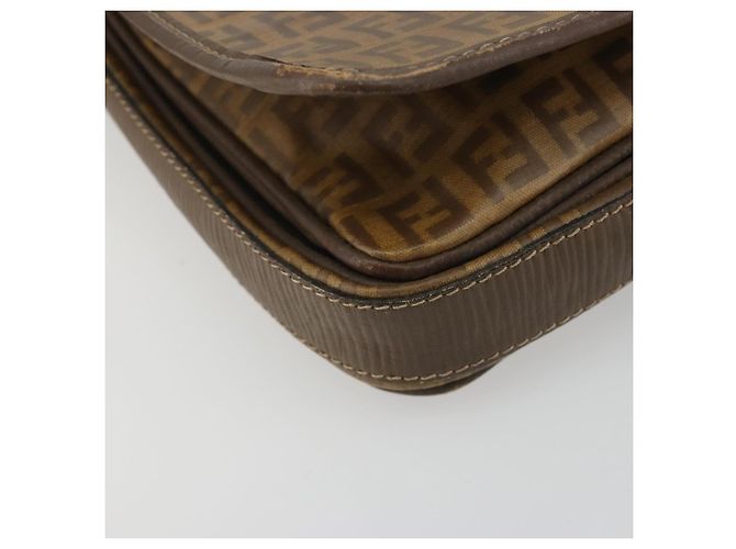 Borsa a tracolla FENDI Zucchino in PVC e pelle marrone Auth ep15338 - vista 11