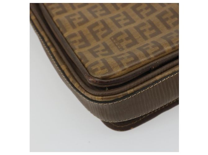 Borsa a tracolla FENDI Zucchino in PVC e pelle marrone Auth ep15338 - vista 13