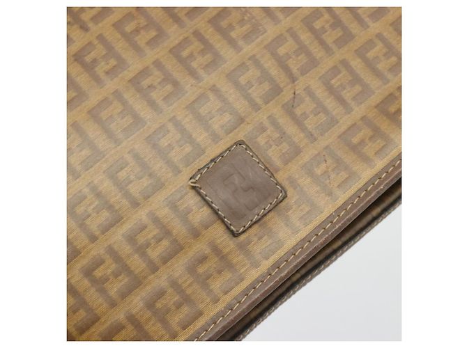 Borsa a tracolla FENDI Zucchino in PVC e pelle marrone Auth ep15338 - vista 15