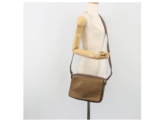 Borsa a tracolla FENDI Zucchino in PVC e pelle marrone Auth ep15338 - vista 28