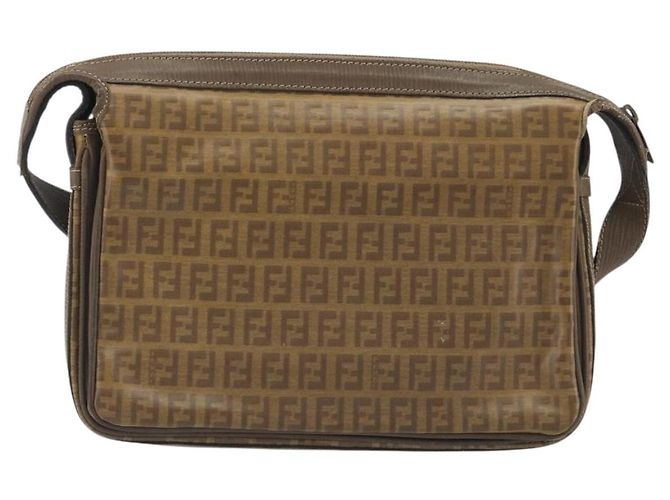 Borsa a tracolla FENDI Zucchino in PVC e pelle marrone Auth ep15338 - vista 3
