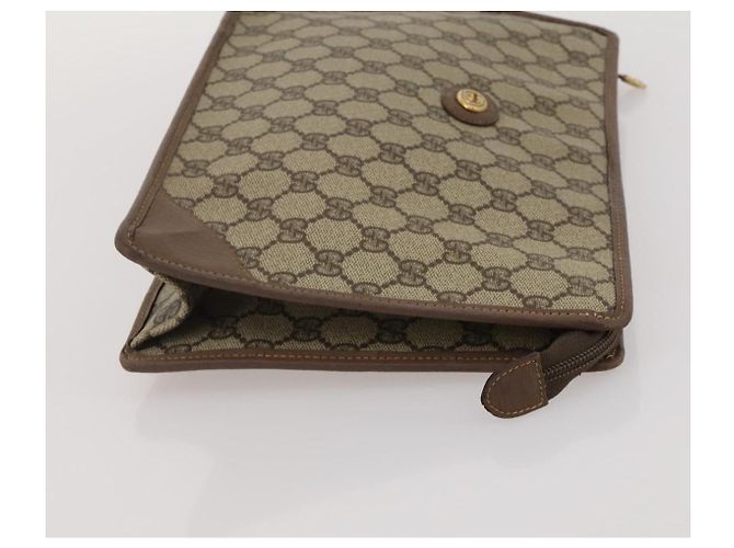 Sac pochette et sac cabas GUCCI GG Supreme en PVC et cuir 2 ensembles Beige Or Auth 192415 - vue 12