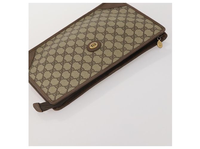 Sac pochette et sac cabas GUCCI GG Supreme en PVC et cuir 2 ensembles Beige Or Auth 192415 - vue 13