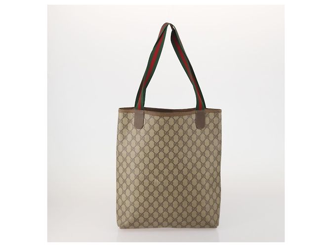 Sac pochette et sac cabas GUCCI GG Supreme en PVC et cuir 2 ensembles Beige Or Auth 192415 - vue 3