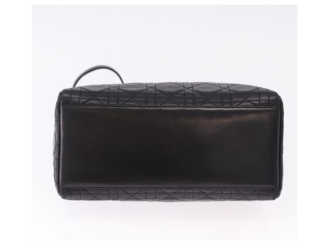 Bolsa Christian Dior Lady Dior Canage de couro 2way Preto Ouro Auth ep15594V Dourado - vista 11