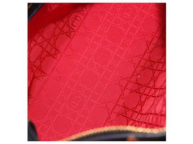Bolsa Christian Dior Lady Dior Canage de couro 2way Preto Ouro Auth ep15594V Dourado - vista 19