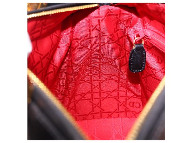 Bolsa Christian Dior Lady Dior Canage de couro 2way Preto Ouro Auth ep15594V Dourado - vista 21
