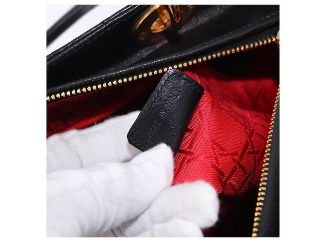 Bolsa Christian Dior Lady Dior Canage de couro 2way Preto Ouro Auth ep15594V Dourado - vista 24