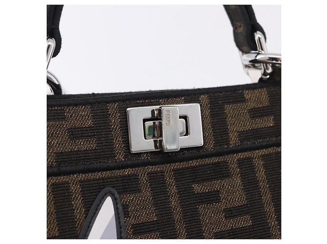 FENDI x FRGMT x POKMON Zucca Canvas Peek A Boo Dratini 8BN885 Auth ka5395SM Marrone Argento - vista 17