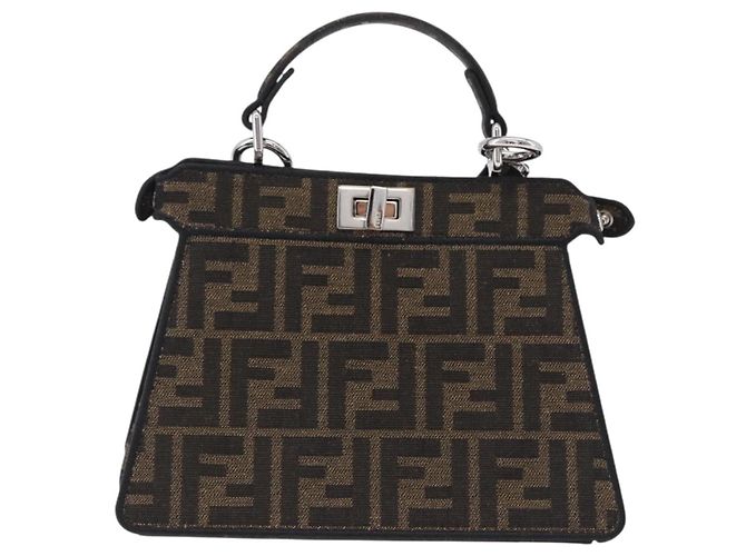 FENDI x FRGMT x POKMON Zucca Canvas Peek A Boo Dratini 8BN885 Auth ka5395SM Marrone Argento - vista 3