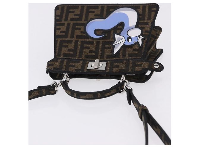 FENDI x FRGMT x POKMON Zucca Canvas Peek A Boo Dratini 8BN885 Auth ka5395SM Marrone Argento - vista 6