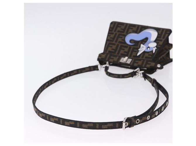 FENDI x FRGMT x POKMON Zucca Canvas Peek A Boo Dratini 8BN885 Auth ka5395SM Marrone Argento - vista 9