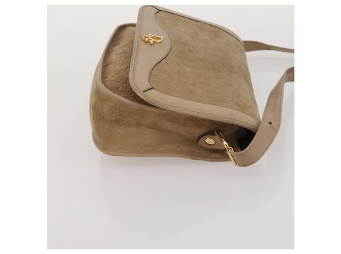 Borsa a Spalla Christian Dior Pelle Suede 2 Set Beige Auth 192891 - vista 12