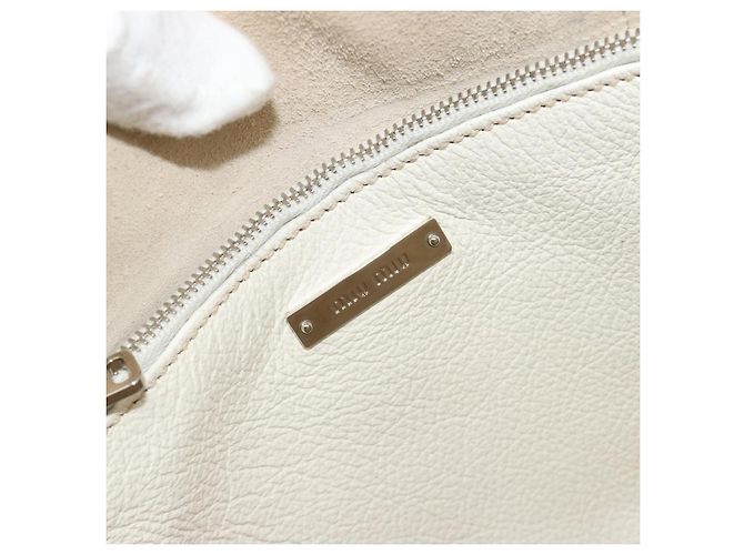 Borsa Tote Miu Miu in pelle bianco e argento Auth bs36295A - vista 20