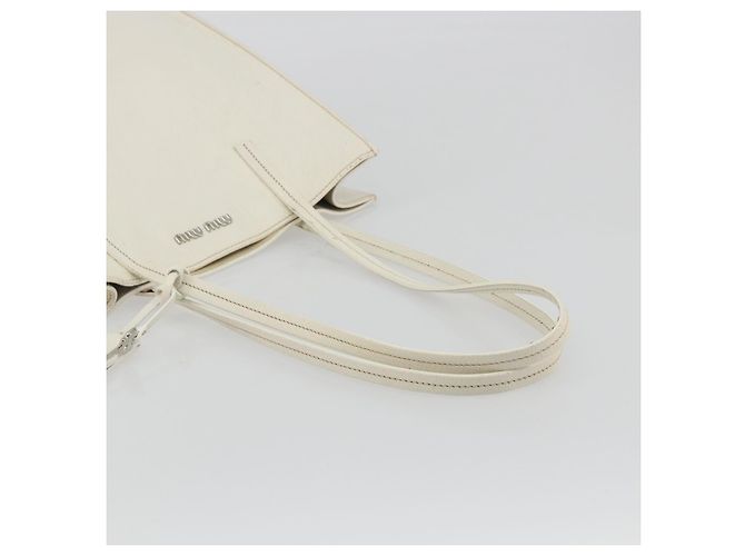 Borsa Tote Miu Miu in pelle bianco e argento Auth bs36295A - vista 7