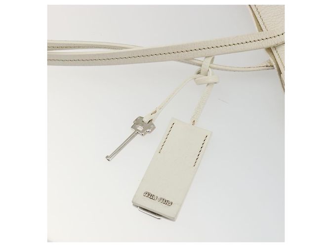 Borsa Tote Miu Miu in pelle bianco e argento Auth bs36295A - vista 9