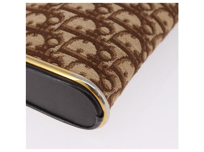 Borsa a tracolla Christian Dior Trotter Canvas Beige Oro Auth 193513 D'oro - vista 10