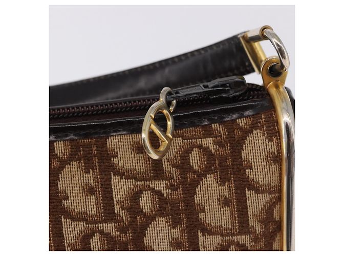 Borsa a tracolla Christian Dior Trotter Canvas Beige Oro Auth 193513 D'oro - vista 14