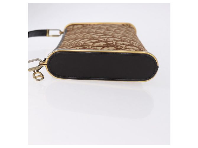 Borsa a tracolla Christian Dior Trotter Canvas Beige Oro Auth 193513 D'oro - vista 5