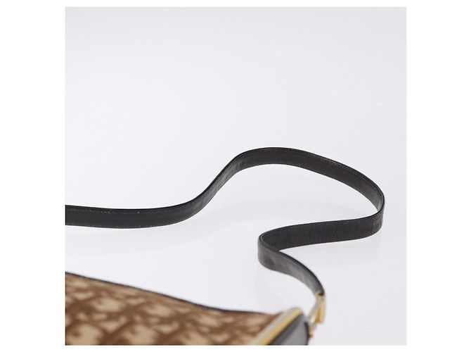 Borsa a tracolla Christian Dior Trotter Canvas Beige Oro Auth 193513 D'oro - vista 8