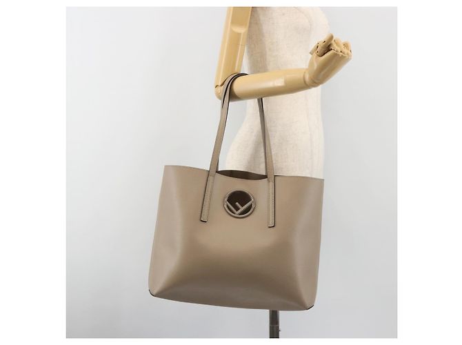 FENDI F's Tote Bag Leder Grau 8BH348 Auth 192696A Braun - Ansicht 24