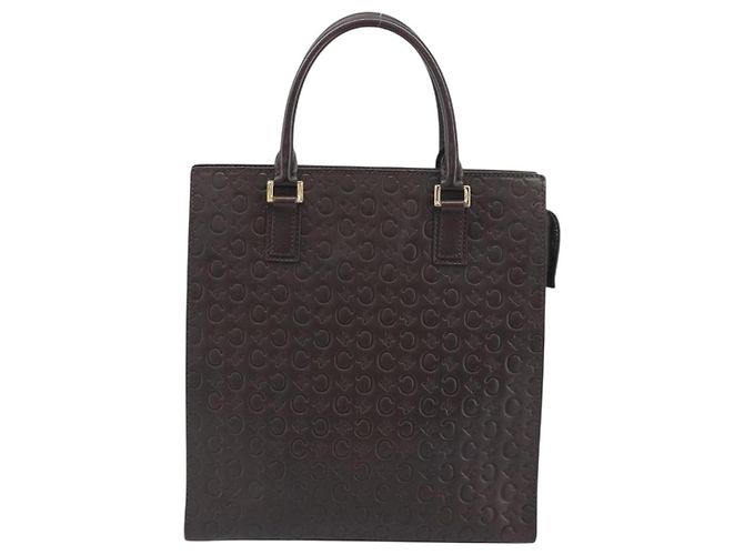 Céline CELINE C Macadam Handtasche aus Canvas und Leder Dunkelbraun Gold Auth 191840A - Ansicht 2