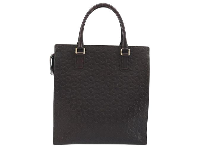 Céline CELINE C Macadam Handtasche aus Canvas und Leder Dunkelbraun Gold Auth 191840A - Ansicht 3