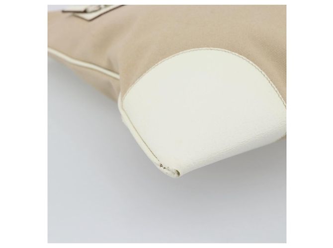 PRADA Tote Bag Canvas Beige Silber Auth BA14115 - Ansicht 13