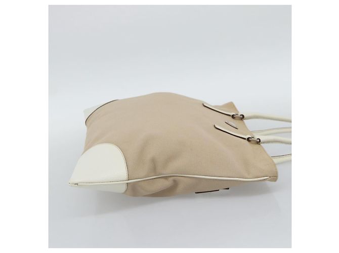 PRADA Tote Bag Canvas Beige Silber Auth BA14115 - Ansicht 5