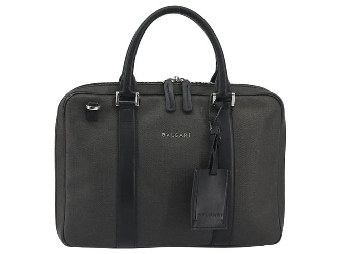 Bulgari Borsa Business BVLGARI in PVC Grigio Argento Auth bs36291 Marrone - vista 2