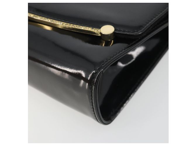 Borsa a Spalla con Catena BALLY in Pelle Vernice Nera e Oro Auth bs36285A Nero D'oro - vista 10